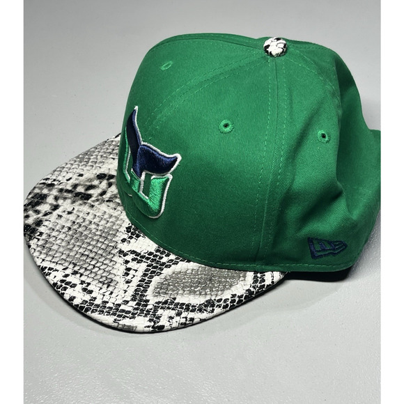 Hartford Whaler New Era Cap Hat Green Snapback Trucker Python Faux Leather Bill - Picture 5 of 8